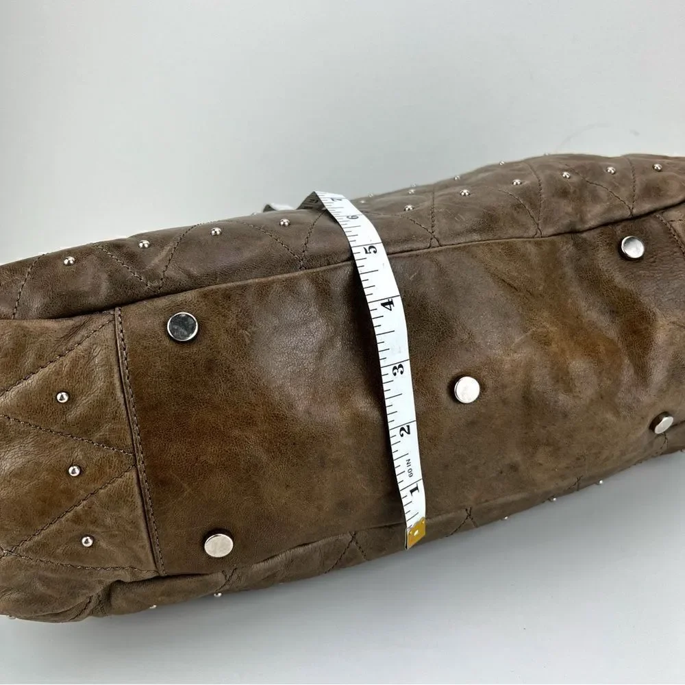 ABRO Hobo Taupe Leather Handbag Made in Italy